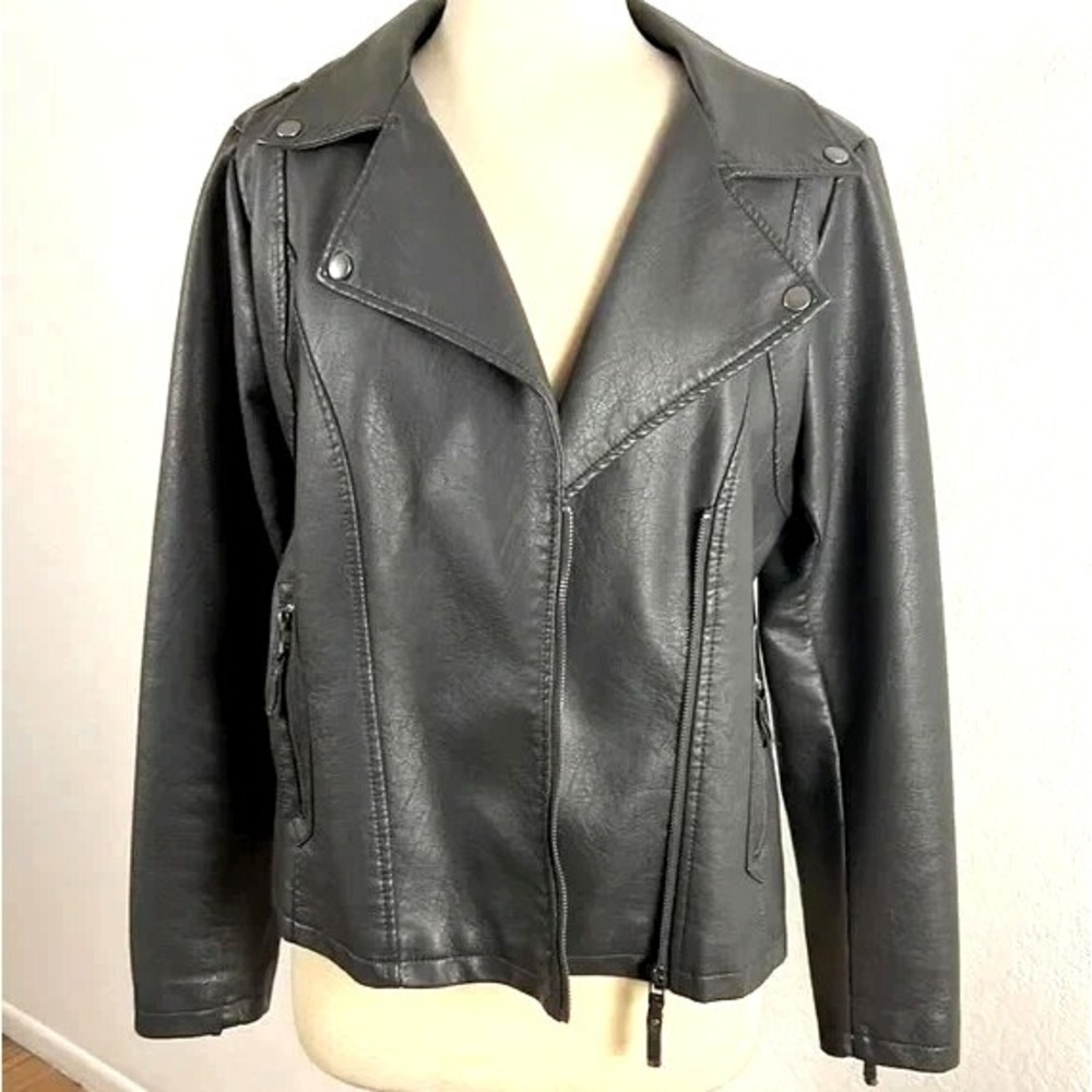 Leather Moto Jacket Max Studio Vegan Womens XL‎ Stretch Motorcycle Faux X Large